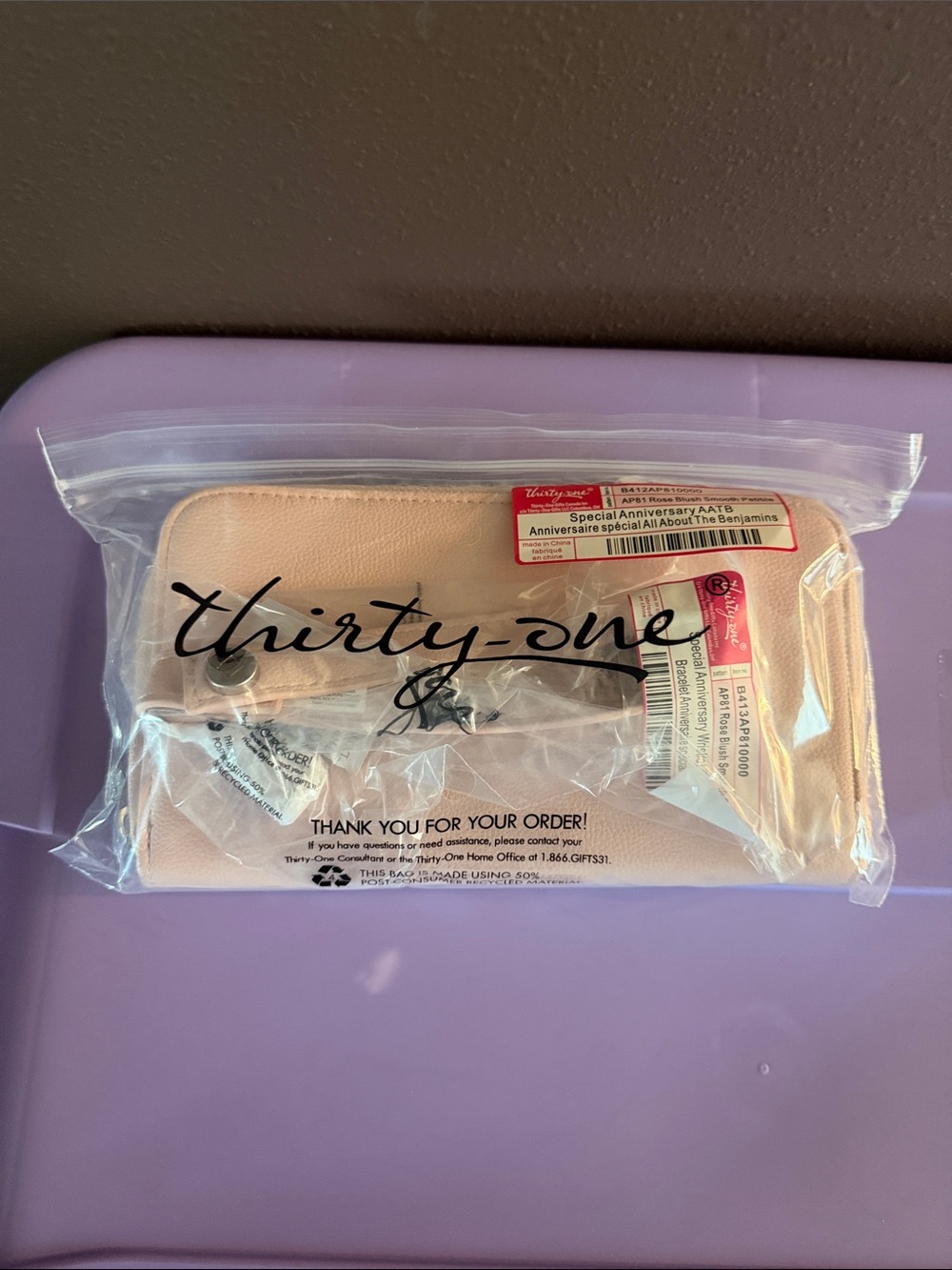 thirty-one Blush Pink SPECIAL ANNIVERSARY AATB Wallet & Wristlet